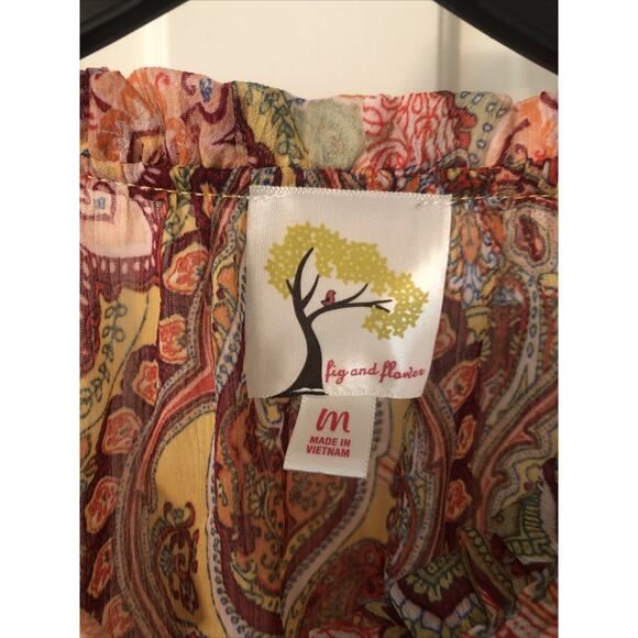 Anthropologie Fig and Flower Peasant Blouse Women's Plus Size M Boho Sheer - Picture 2 of 7